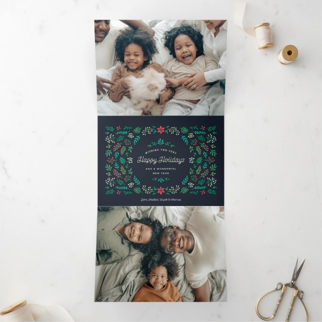 Wreath of Joy Tri-Fold Holiday Card (Inside)