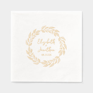 Wreath of Leaves Wedding ID1056 Foil Napkins