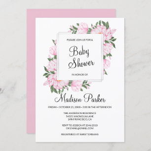 Wreath of Pink Flowers Invitation