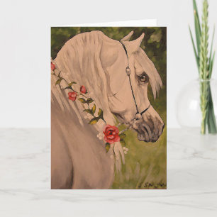 "Wreath Of Roses" Arabian Horse Head Holiday Card