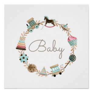 Wreath of Toys Personalised Nursery Poster Print