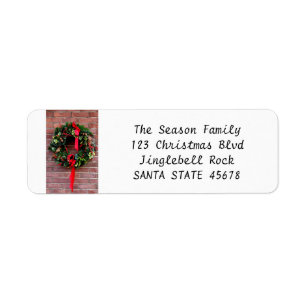 Wreath on bricks Christmas address label