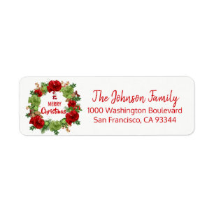 Wreath Ornaments Holiday Christmas Return Address