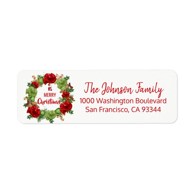 Wreath Ornaments Holiday Christmas Return Address (Front)
