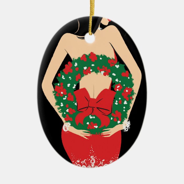 Wreath Oval Ornament (Front)