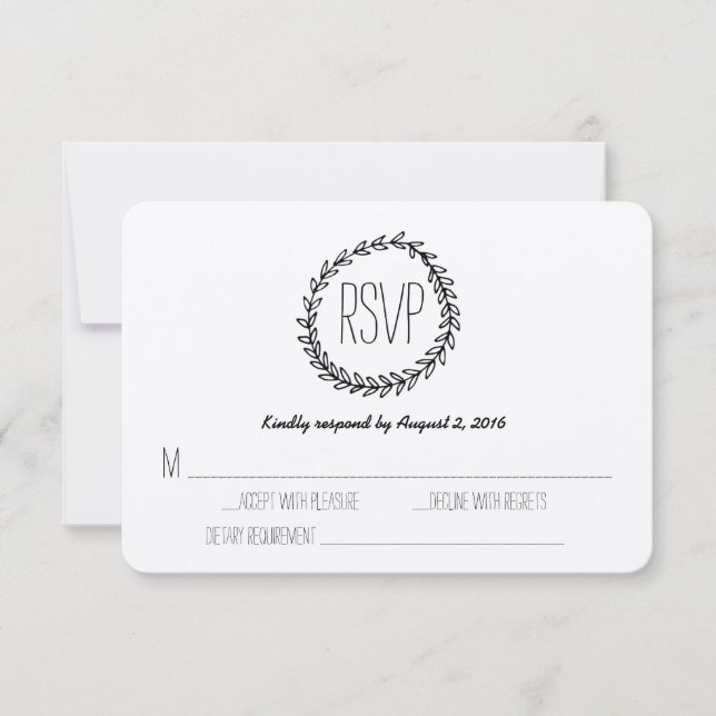 Wreath Rustic Kraft RSVP Card (Front)