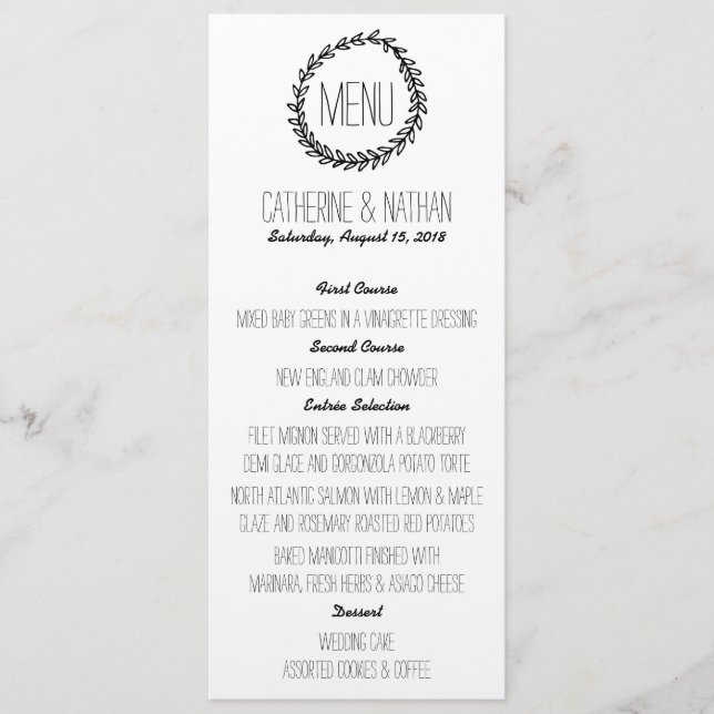 Wreath Rustic Kraft Wedding Menu (Front)