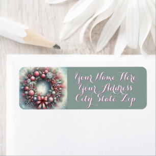 Wreath Sage Green & Pink Personalised Christmas