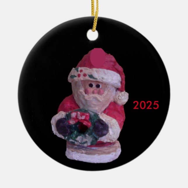 WREATH SANTA 2018 COLLECTOR CHRISTMAS  CERAMIC TREE DECORATION (Front)