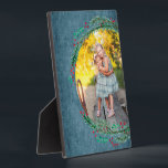 Wreath Tabletop Easel Photo Plaque<br><div class="desc">A wreath of pine branches, berries and leaves on a blue denim background surrounds your favourite photo on this tabletop plaque that has a built-in easel for easy display. Great as a gift or to display your favourite photo in your own home. Your image colours are put directly on the...</div>