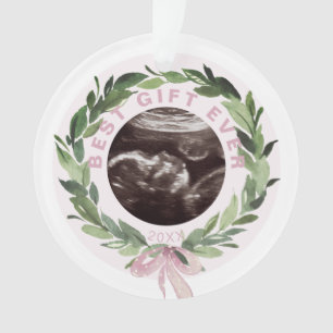 Wreath Ultrasound Photo Best Gift Pink Christmas Ornament