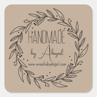 Wreath Vines Handmade | Handcrafted Business Promo Square Sticker