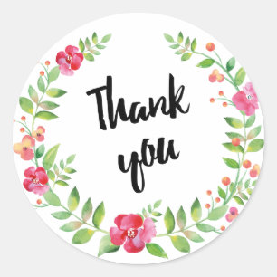 Wreath watercolors flowers classic round sticker