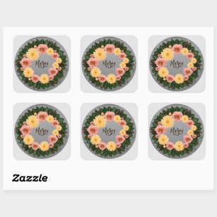 Wreath Wedding Flowers Floral Arrangement Postage Square Sticker
