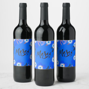 Wreath Wedding Flowers Floral Merci Thank You Wine Label