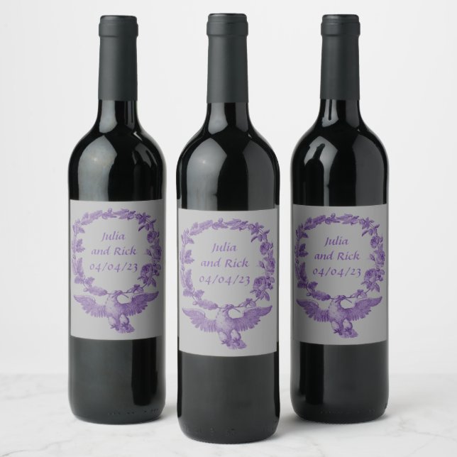 Wreath Wedding Flowers Floral Vector Thank You Wine Label (Bottles)