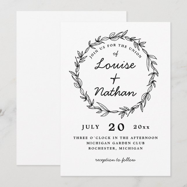 wreath wedding invitation (Front/Back)
