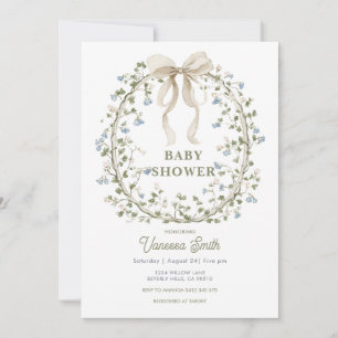 Wreath Wildflower Floral Baby Shower Invitation