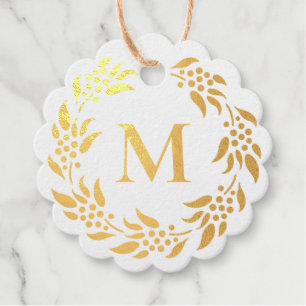 Wreath with Berries Monogram Initial Favour Tags
