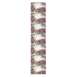 Wreath with berries on a quilt short table runner