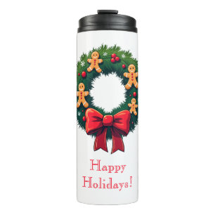 Wreath with Gingerbread Men Thermal Tumbler