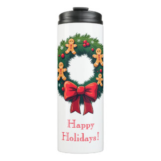 Wreath with Gingerbread Men Thermal Tumbler