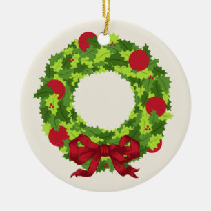 Wreath With Red Bow Christmas Ornament