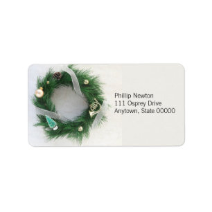Wreath with silver ribbon label
