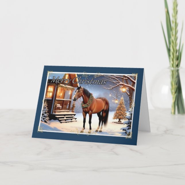 Wreathed Horse Christmas Card (Front)