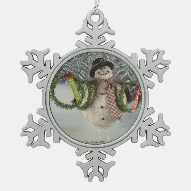 Wreaths For Sale Snowflake Pewter Christmas Ornament (Front)