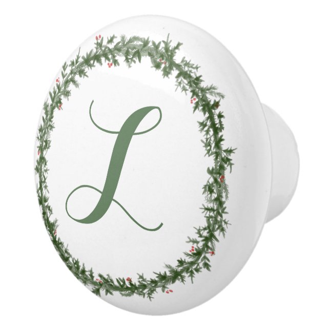 Wreaths of Green Ceramic Knob (Right)