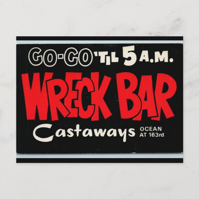 WRECK BAR THE CASTAWAYS MIAMI BEACH POSTCARDS (Front)