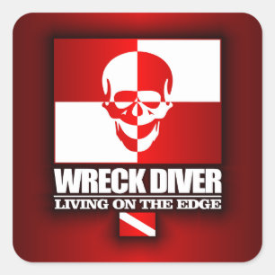 Wreck Diver -Living On The Edge Square Sticker