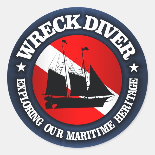 Wreck Diver (Ship)(r) Classic Round Sticker (Front)