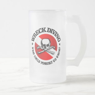 Wreck Diving (Skull) Frosted Glass Beer Mug