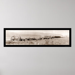 Wreck German Train WWI Photo 1918 Poster