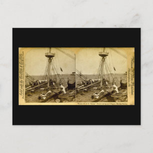 Wreck of the U.S.S. Maine Divers Coming Up Vintage Postcard