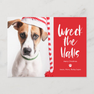 Wreck The Halls Editable Colour Holiday Postcard
