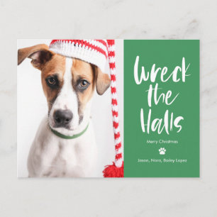 Wreck The Halls Editable Colour Holiday Postcard