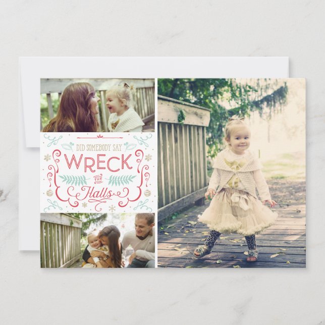 Wreck the Halls - Funny Family Christmas Cards (Front)