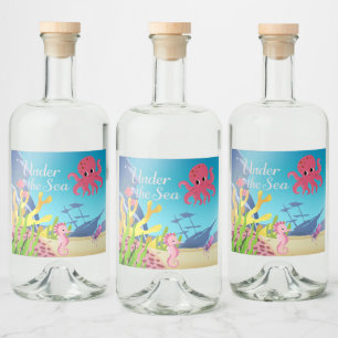 Wreckage Under the Sea Baby Shower Liquor Bottle Label