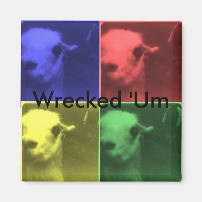 Wrecked 'Um 4 Colour Llama Square Magnet (Front)