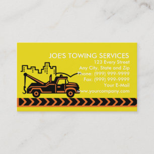 Wrecker tow truck  with building business card