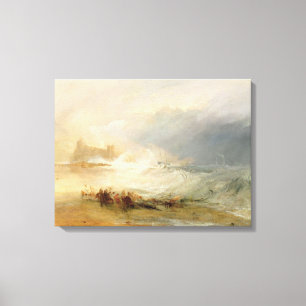 Wreckers - Coast of Northumberland, With a Steam B Canvas Print