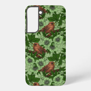 Wren and hellebore, light green samsung galaxy case