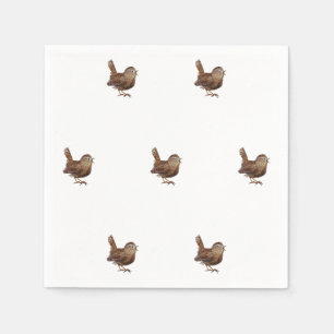 Wren Bird singing loud and beautiful song Napkin