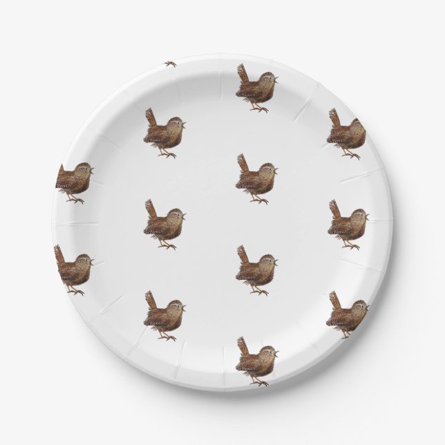 Wren Bird singing loud and beautiful song   Paper Plate (Front)