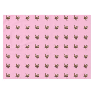 Wren Bird Singing Loud and Beautiful Song Pink Tablecloth