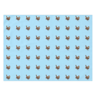 Wren Bird Singing Loud and Beautiful Song Sky Blue Tablecloth