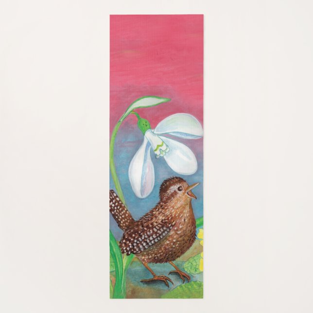 Wren Bird & Snowdrop & Spring   Yoga Mat (Back)